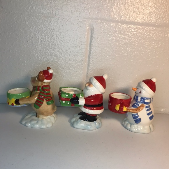 3 Christmas Tealight Holder Santa Snowman Reindeer - Picture 3 of 15